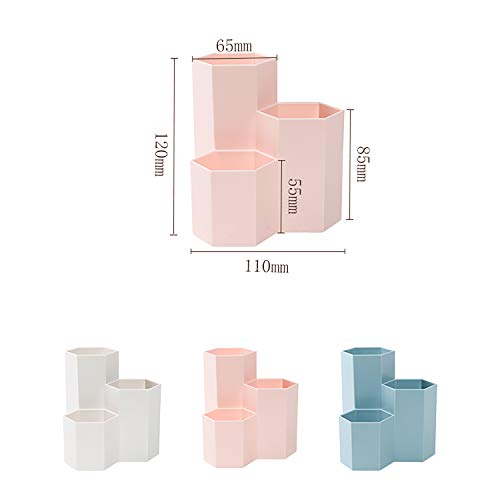 AhfuLife - Brocha de maquillaje multifunción, jarrón brocha hexagonal, bote portalápices, papelería almacenamiento, contenedor, decoración de escritorio (rosa)., color rosa