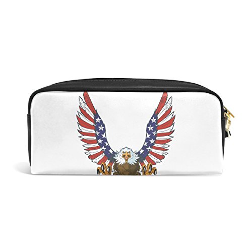 Ahomy Estuche Estuche Estuche Estuche Estuche Bandera Americana Águila Bálida Grande Capacit Bolígrafo Bolso de Estudiante Cartera Cosmético Maquillaje Bolsa para Mujer
