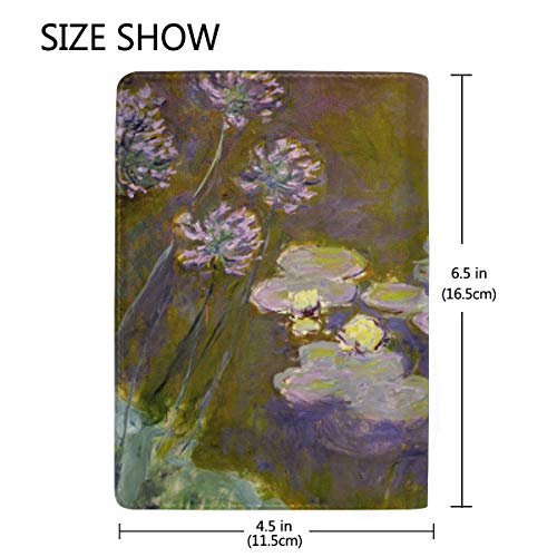 Ahomy - Funda de piel para pasaporte para hombre y mujer, diseño de nenúfares y agapanthus
