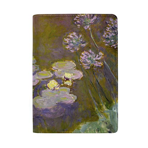 Ahomy - Funda de piel para pasaporte para hombre y mujer, diseño de nenúfares y agapanthus
