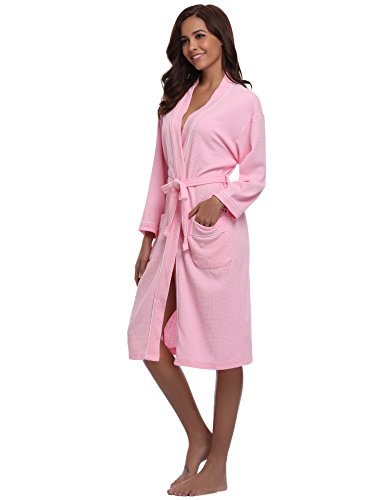 Aibrou Batas Mujer Invierno Unisex Albornoz Mujer Hombre Primavera Verano con Cinturón, Muy Suave Cómodo Fino Ligero y Agradable para Hombre o Mujer