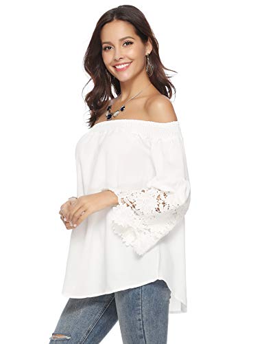 Aibrou Mujeres La Moda Off The Shoulder Camisetas Manga Larga Blusas, Hombros al Descubiertos T-Shirt Playera Top