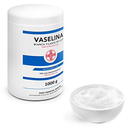 AIESI® Vaselina Blanca Pura BP-USP Petroleum Jelly frasco de 1 kg para uso Médico Dermatológico y Profesional # Made in Italy