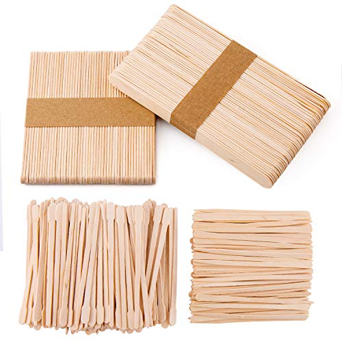 AIEX 400 Piezas Palos De Cera 4 Estilos Surtidos Espátulas De Cera Palos Aplicadores De Cera De Madera Para Depilación Cejas Labios Axilas Cuerpo