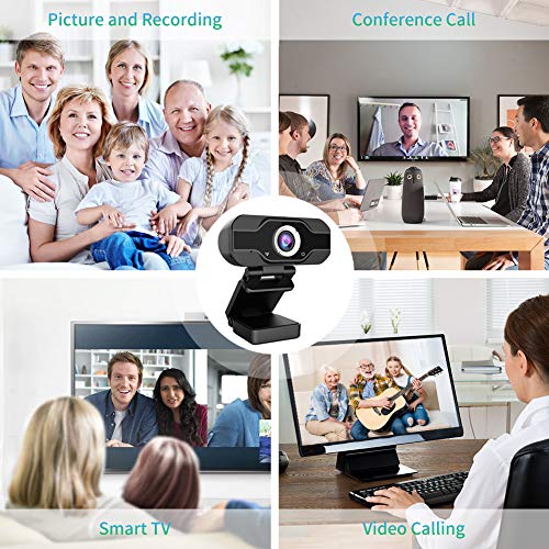 Aiglam Webcam, Webcam PC 1080P Cámara Web de Alta Definiciócon micrófono Reductor de Ruido y corrección de iluminación automática Web CAM de USB Plug and Play (Negro 1)