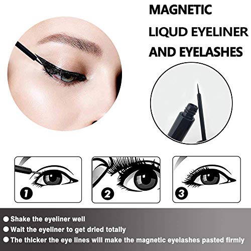 AIGUO Pestañas Magneticas, Hechas a Mano Natural Pestañas Postizas, Kit Pestañas con Rizador de Pestañas, Reutilizables Adecuado para Trabajar/Citas/Fiesta.
