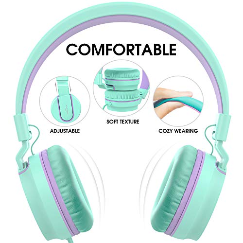 AILIHEN I35 Auriculares para niños con Volumen de micrófono Limitado Niños Niñas Niños Auriculares con Cable portátiles Ligeros y Plegables de 3,5 mm para Aviones Escolares de Viaje Teléfonos móviles