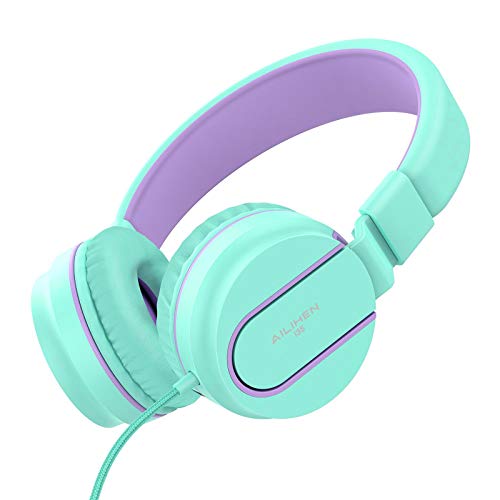 AILIHEN I35 Auriculares para niños con Volumen de micrófono Limitado Niños Niñas Niños Auriculares con Cable portátiles Ligeros y Plegables de 3,5 mm para Aviones Escolares de Viaje Teléfonos móviles