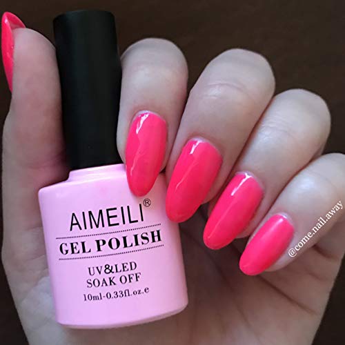 AIMEILI Esmalte Semipermanente De Uñas Soak Off UV LED Uñas De Gel - Neon Shocking Pink (055) 10ml