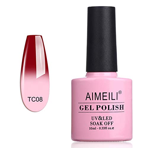 AIMEILI Esmalte Semipermanente De Uñas Temperatura Cambio De Color Camaleón Soak Off UV LED Uñas De Gel - Red Horizon (TC08) 10ml