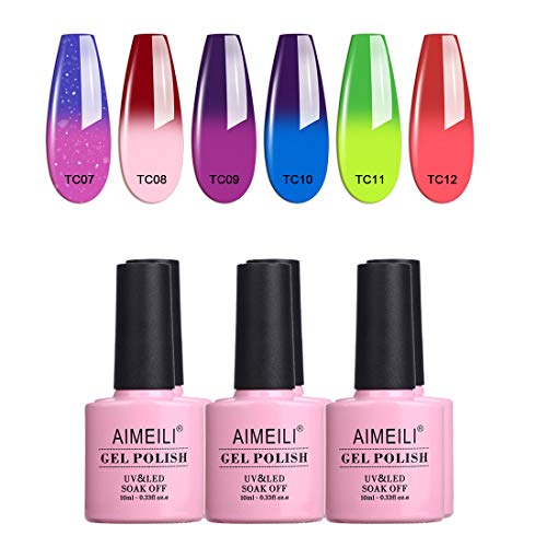 AIMEILI Kit de Esmalte Semipermanente Para Uñas Temperatura Cambio De Color Camaleón Esmaltes de Uñas UV LED Pintauñas Permanente Soak Off Manicura Colores De La Mezcla Set 6 X 10ml - Set 15