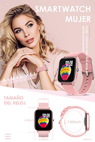 AIMIUVEI Smartwatch, Reloj Inteligente IP67 con Pulsómetro, Presión Arterial, 7 Modos de Deportes, Monitor de Sueño Caloría 1.4 Inch Pantalla Táctil Smartwatch para Mujer y Hombre