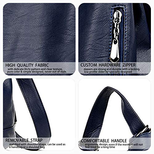 AINUOEY Mujer Bolsos Mochila Vestir Antirobo Pequeña Casual Bandolera Cuero Hombro Piel de PU Azul
