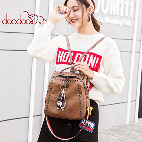 AINUOEY Mujer Bolsos Mochila Vestir Antirobo Pequeña Casual Bandolera Cuero Hombro Piel de PU Marrón