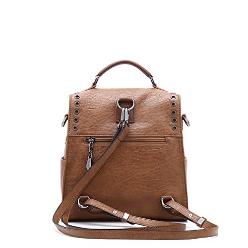 AINUOEY Mujer Bolsos Mochila Vestir Antirobo Pequeña Casual Bandolera Cuero Hombro Piel de PU Marrón