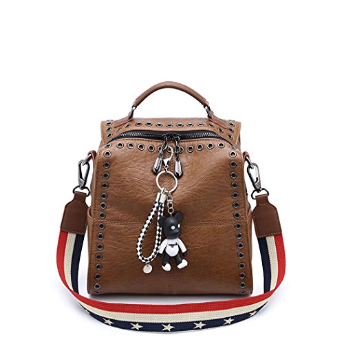 AINUOEY Mujer Bolsos Mochila Vestir Antirobo Pequeña Casual Bandolera Cuero Hombro Piel de PU Marrón