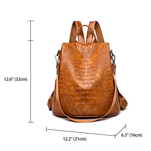 AINUOEY Mujer Bolsos Mochila Vestir Antirobo Pequeña Casual Bandolera Cuero Hombro Piel de PU Marrón
