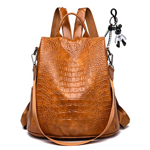 AINUOEY Mujer Bolsos Mochila Vestir Antirobo Pequeña Casual Bandolera Cuero Hombro Piel de PU Marrón