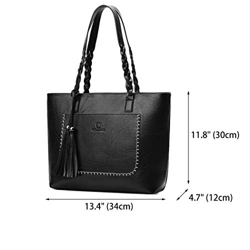 AINUOEY Mujer Shoppers y Bolsos de Hombro Bolsos Bandolera Mano Vestir Pequeña Fekete