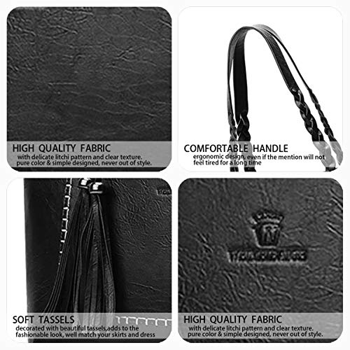 AINUOEY Mujer Shoppers y Bolsos de Hombro Bolsos Bandolera Mano Vestir Pequeña Fekete