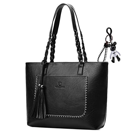 AINUOEY Mujer Shoppers y Bolsos de Hombro Bolsos Bandolera Mano Vestir Pequeña Fekete