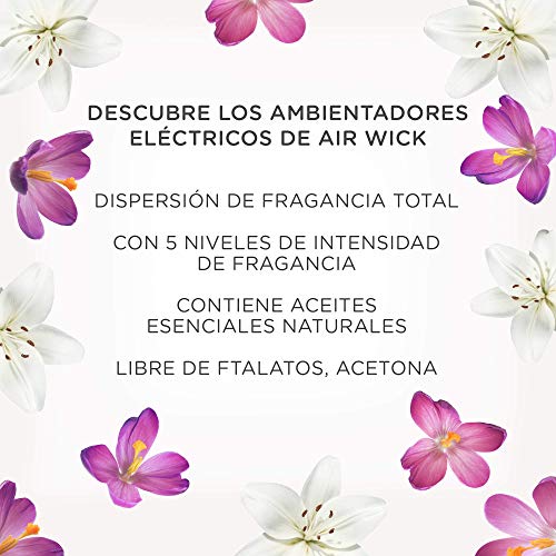 Air Wick Eléctrico - Recambios de ambientador automático eléctrico, esencia para casa con aroma a Lirio de Luna y Satén de Seda - pack de 6
