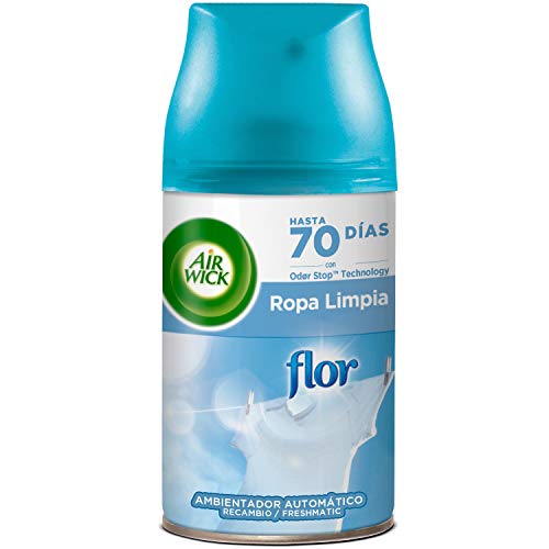 Air Wick Freshmatic Recambio de Ambientador Spray Automático, Esencia para Casa con Aroma a Ropa Limpia Flor - 1 Unidad