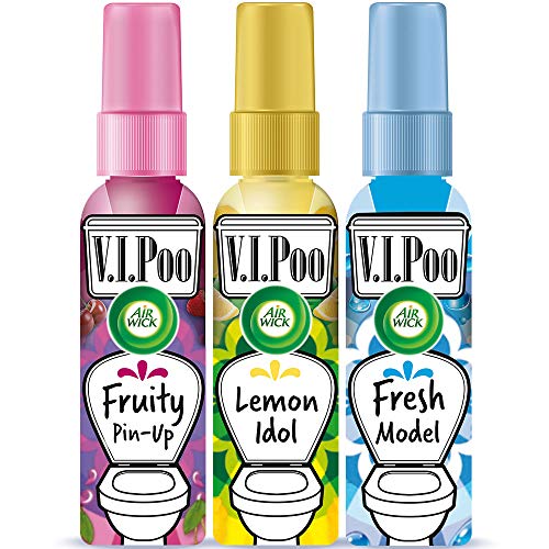 Air Wick VIPoo Spray para el WC Frutas del Bosque + Limón + Lavanda - 3 Unidades x 55 ml