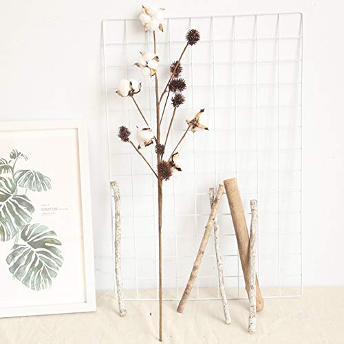 Aisamco Paquete de 3 Tallos de algodón Decoración de Granja Selecciones Florales Relleno de florero de Estilo rústico Ramas de algodón rústico 68cm por Tallo Decoración Flor