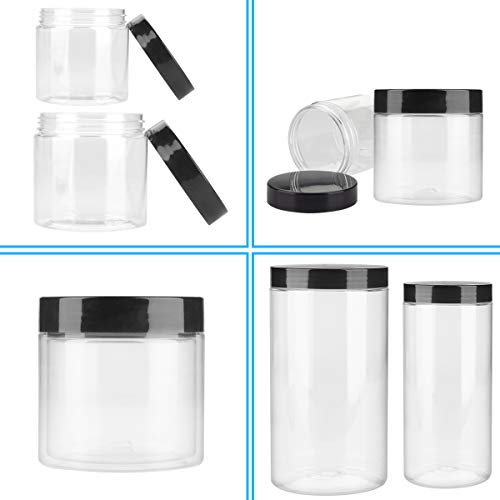 Aitsite Vaso de plástico con Tapa Botes de Polietileno Alimentario Recipiente Set con Tapa de Rosca para Alimentos, Transparente Botes Cocina Recipientes Slime Contenedor-8 Pack
