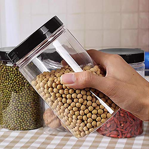 Aitsite Vaso de plástico con Tapa Botes de Polietileno Alimentario Recipiente Set con Tapa de Rosca para Alimentos, Transparente Botes Cocina Recipientes Slime Contenedor-8 Pack