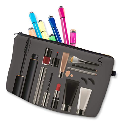 AIUIN 1 Pcs Bolso Cosmético con Cierre Negro Perfume de Mujer Belleza Maquillaje del Bolso Cremallera Impermeable Cosméticos Viaje Multifuncional de Neceser