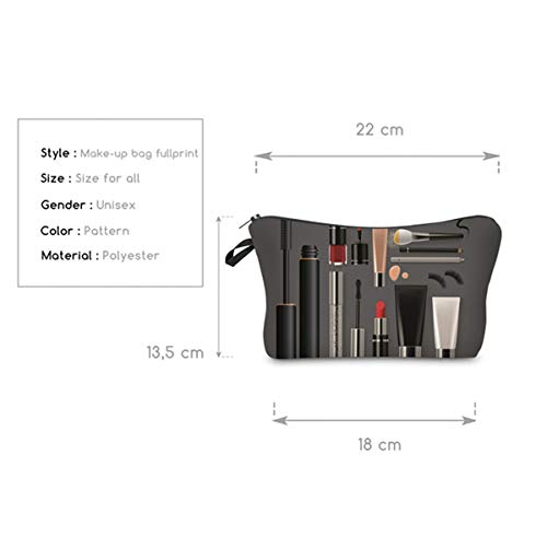 AIUIN 1 Pcs Bolso Cosmético con Cierre Negro Perfume de Mujer Belleza Maquillaje del Bolso Cremallera Impermeable Cosméticos Viaje Multifuncional de Neceser