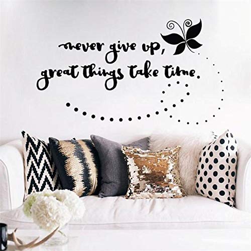 Ajcwhml Calcomanía de Pared, Nunca te Rindas, Grandes Cosas, tómate el Tiempo, calcomanía, Dormitorio, Oficina, Estudio, Vinilo, decoración del hogar, Mural para habitación de niños 42x25cm