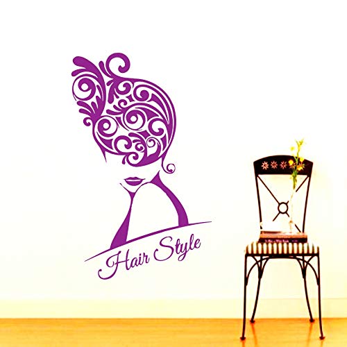 Ajcwhml Calcomanía de Pared para salón de Pelo para niñas, salón de Belleza, Vinilo, Pegatinas de Pared para SPA, Citas, Estilo de Pelo, peluquería, decoración de Ventanas, Arte Interior 42x25cm