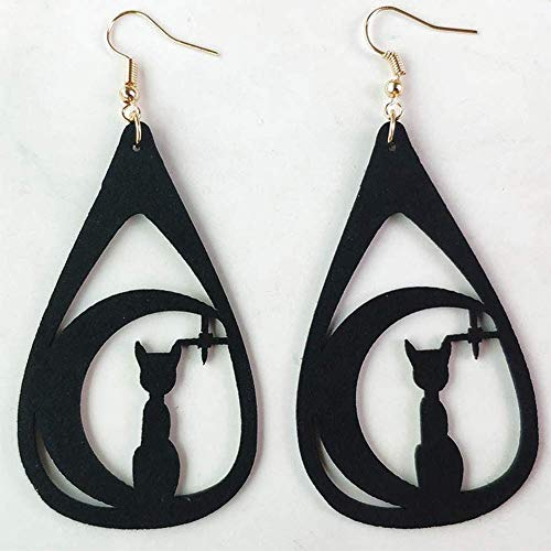 AJH Pendientes de Tela de araña de Terciopelo Coreano con Gato de Halloween, Pendientes de Sombrero de Mago de Estilo Europeo y Americano Pendientes de Silueta (8 Pares)
