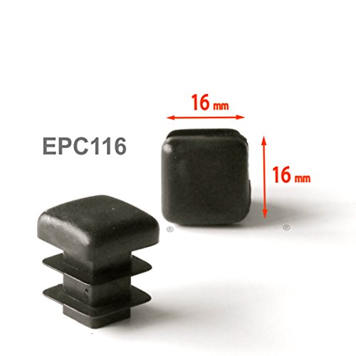 Ajile Contera Interior Estriada Pie de Muebles para Tubo Cuadrado Conteras para Protección de Plastico NEGRO Para Tubo 16x16 mm - 24 Unidades - EPC116x24-FBA