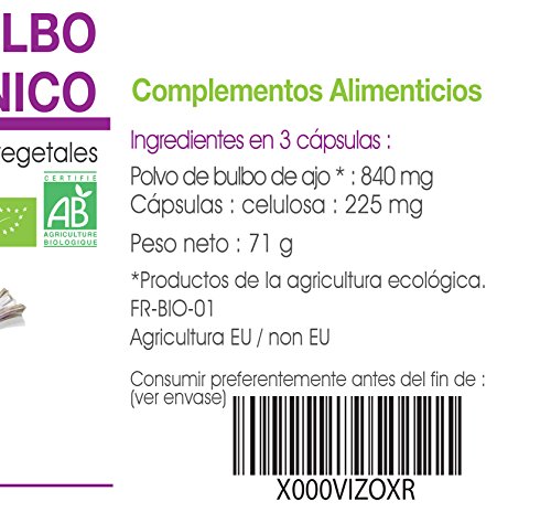 Ajo Bulbo Orgánico - 280 mg - 200 cápsulas vegetales