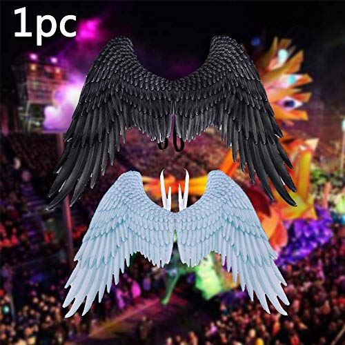 Alas de Hadas, Pluma de impresión 3D Extra Grande Alas de ángel de Hadas de Halloween para niños Alas de ángel Adultas Disfraces Pluma de Hadas para Accesorios de Fiesta (Negro, Adulto)