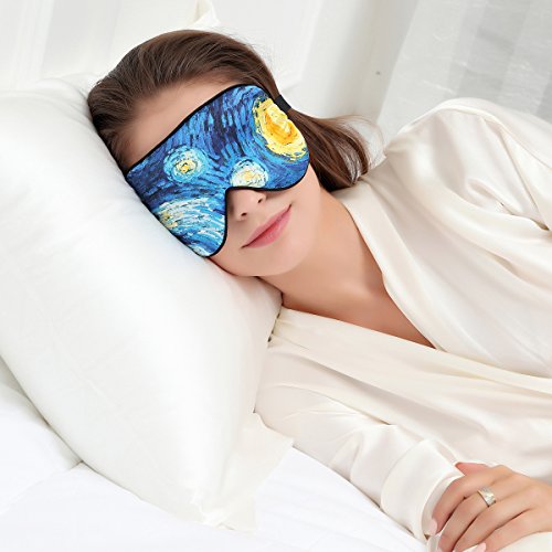 Alaska Bear - Máscara de seda natural para dormir, antifaz supersuave, Starry Night