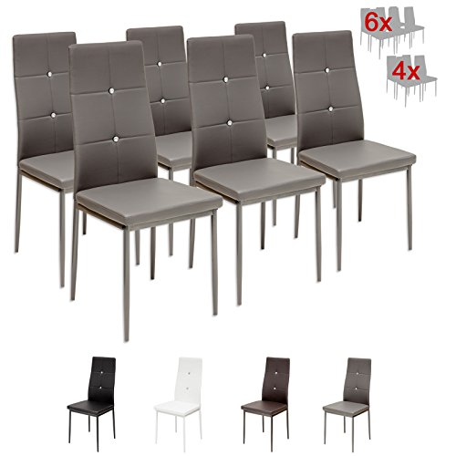 Albatros 3100 Diamond Set de 6 sillas de Comedor, Gris, SGS Tested