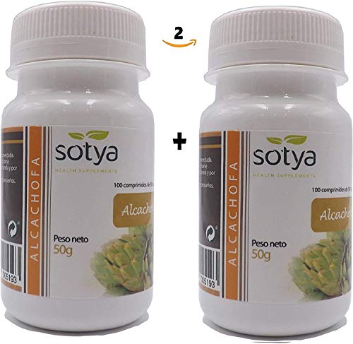 Alcachofa 500 mg 200 comprimidos (dos botes 100 + 100), Detox, depurativo Higado, diurético, quema grasa, ayuda al control del peso, bueno para la salud digestiva. Calidad SOTYA.