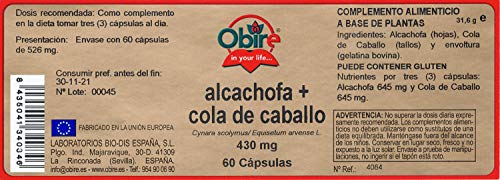 Alcachofa + cola de caballo 430 mg. 60 capsulas