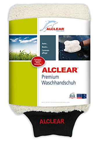 ALCLEAR 950013WH Guante de Microfibra para Lavar el Coche con jabón Trapo abrillantador o Gamuza de Microfibra, para Coches, Motos