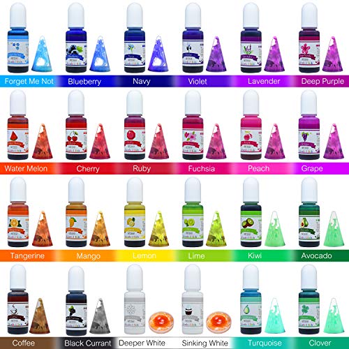 Alcohol Ink Set - 24 Colores Tinta Alcohol para Pintura de Resina Epoxi, Fabricación de Placas Petri Resina - Tinte de Color de Pintura Alcohol para Arte de Resina, Vasos, Pintura - 24 x 10 ml