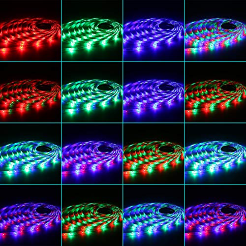 ALED LIGHT 2 x 5 metros (10 m en total) 3528 SMD 300 LED RGB luces de tira, cinta tira LED Flexible con el Regulador IR Colores Adaptador de la Fuente de alimentación 6A 24 Key. Decorativas LED Franja de Fiesta Exposición de la Demostración
