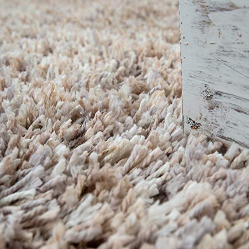 Alfombra Salón Beige Pelo Largo Shaggy Hilo Multicolor Suave Mullida Robusta, tamaño:160x220 cm