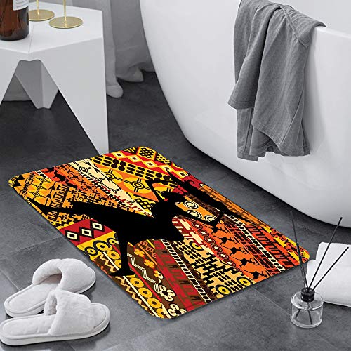 Alfombrillas de baño de Microfibra Alfombrillas de baño absorbentes,Mujer africana, silueta de una mujer indígena lle,Alfombrillas de baño Lavables Alfombrilla de baño de Goma Antideslizante 60x100 cm