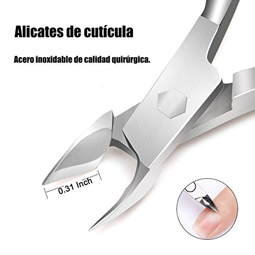 Alicate Para Cutículas y Empujador de Cutícula, Cortador y Removedor Profesional de la Cutícula del Acero Inoxidable para la piel Muerta y la Cutícula