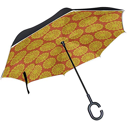 Alice Eva Paraguas invertido para Mujer Paraguas invertido Primavera Moda Cute Cartoon Sunshine Silla Plegable Paraguas Sombrillas Reversibles